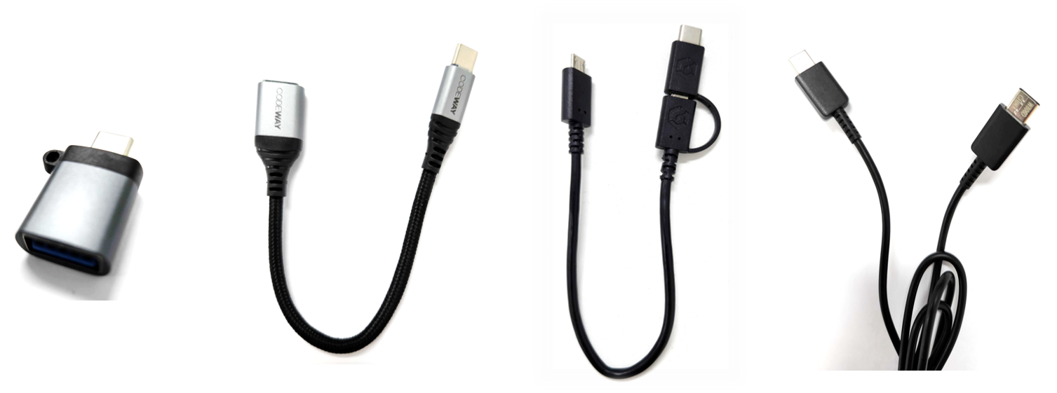 Example of OTG devices : Adapter type / Cable type / D'CENT 2-IN-1 OTG Cable / C to C cable